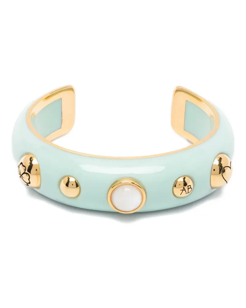Aurélie Bidermann Dysie turquoise flower detail bracelet - Gold Gold