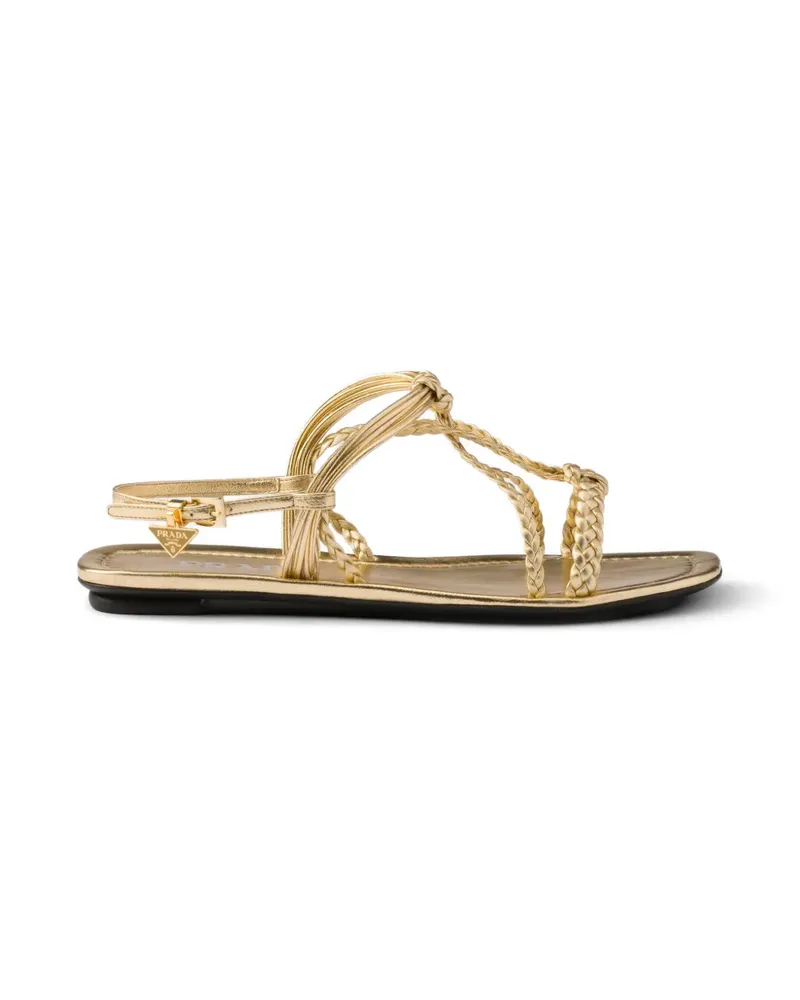 Prada flat mordoré nappa leather sandals - Gold Gold