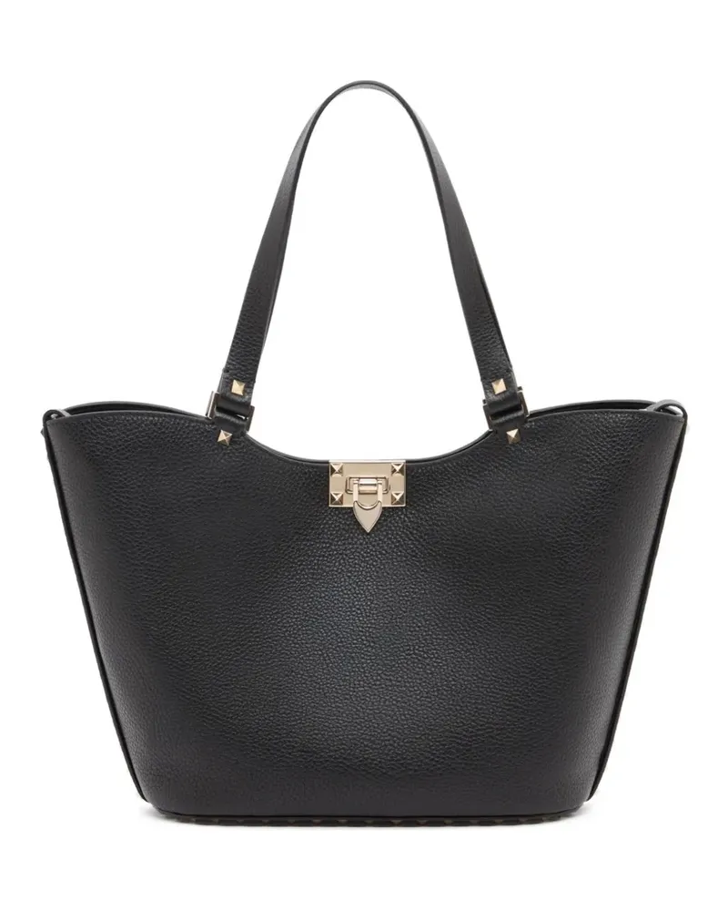 Valentino Garavani Rockstud small shopping bag in grainy calfskin - Schwarz Schwarz