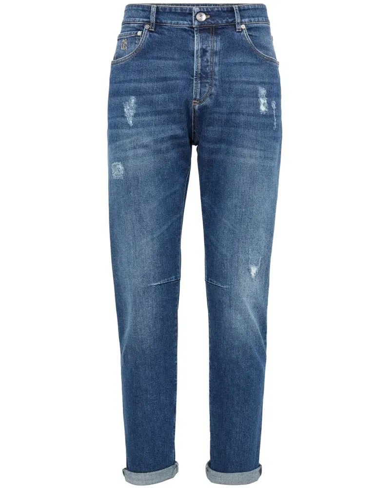 Brunello Cucinelli Gerade Jeans im Distressed-Look - Blau Blau