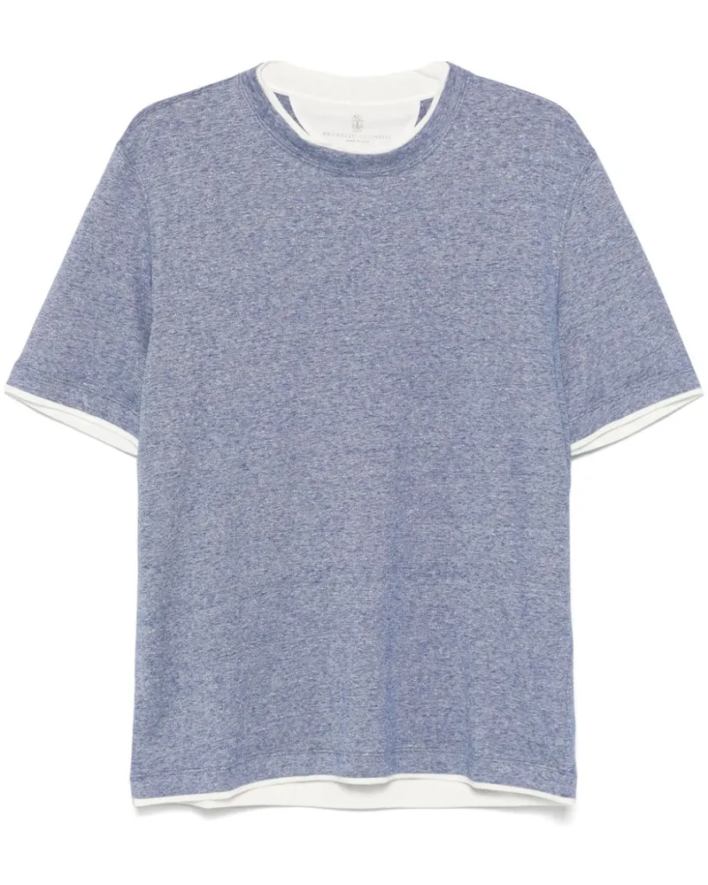 Brunello Cucinelli T-Shirt im Layering-Look - Blau Blau