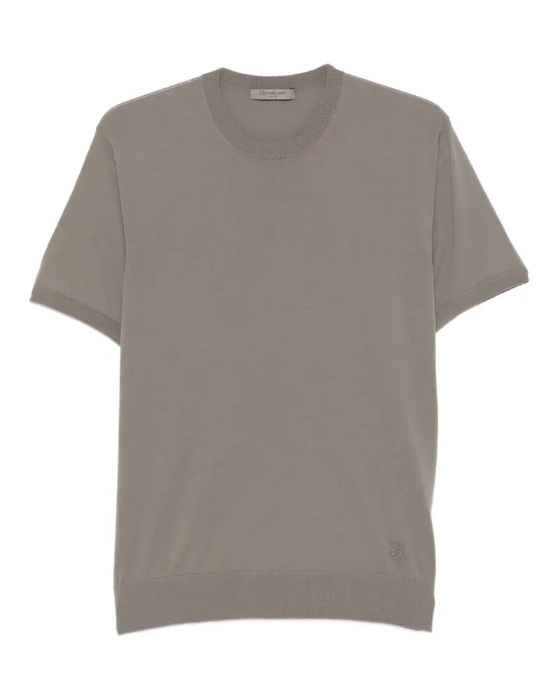 Corneliani embroidered-logo T-shirt - Braun Braun