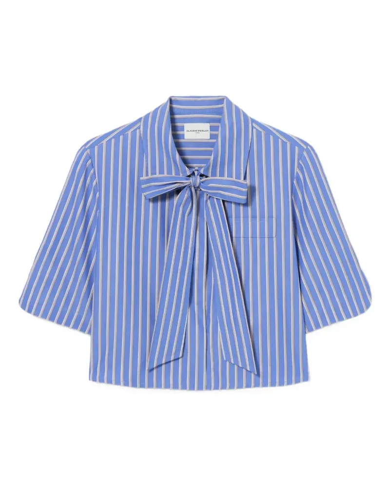 Claudie Pierlot striped tie-neck shirt - Blau Blau