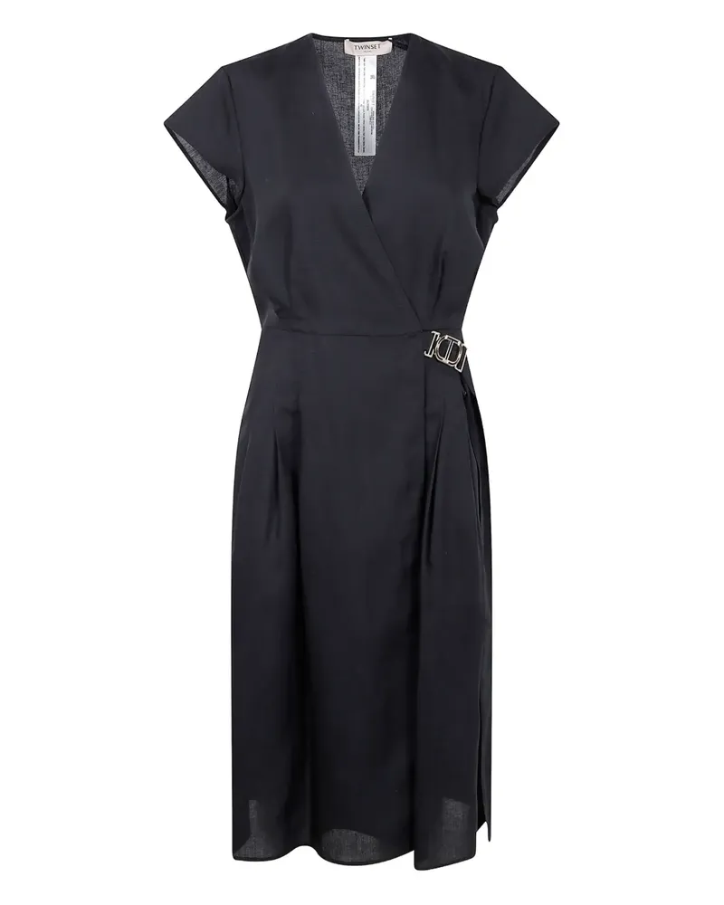 Twin-Set Kleid aus Leinengemisch - Schwarz Schwarz