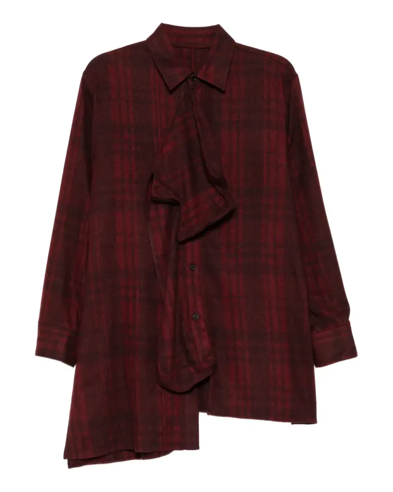Yohji Yamamoto Asymmetrische Bluse mit Karomuster - Rot Rot