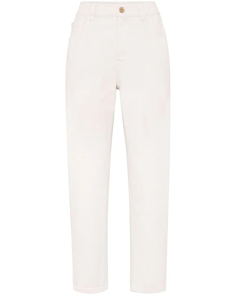 Brunello Cucinelli Straight-Leg-Jeans mit Monili-Kette Nude