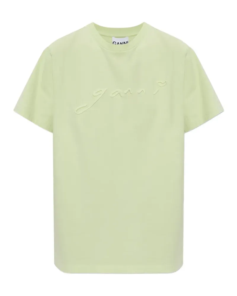 Ganni logo-embroidered T-shirt - Grün Grün