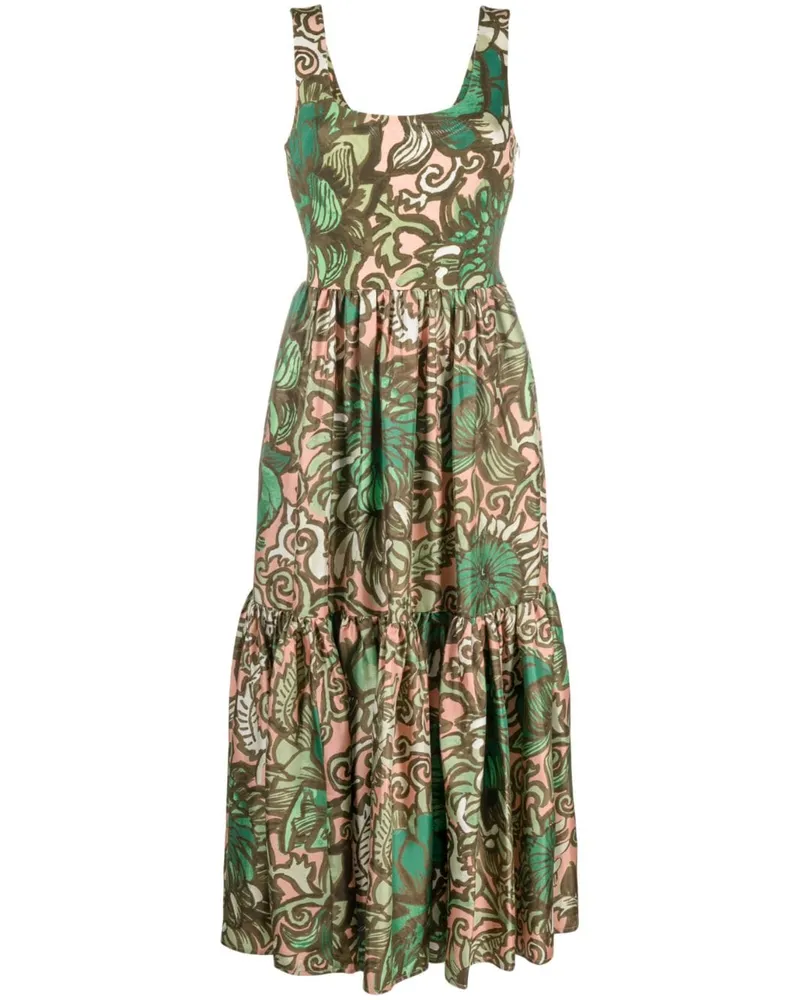La DoubleJ Midikleid mit Blumen-Print - Grün Grün
