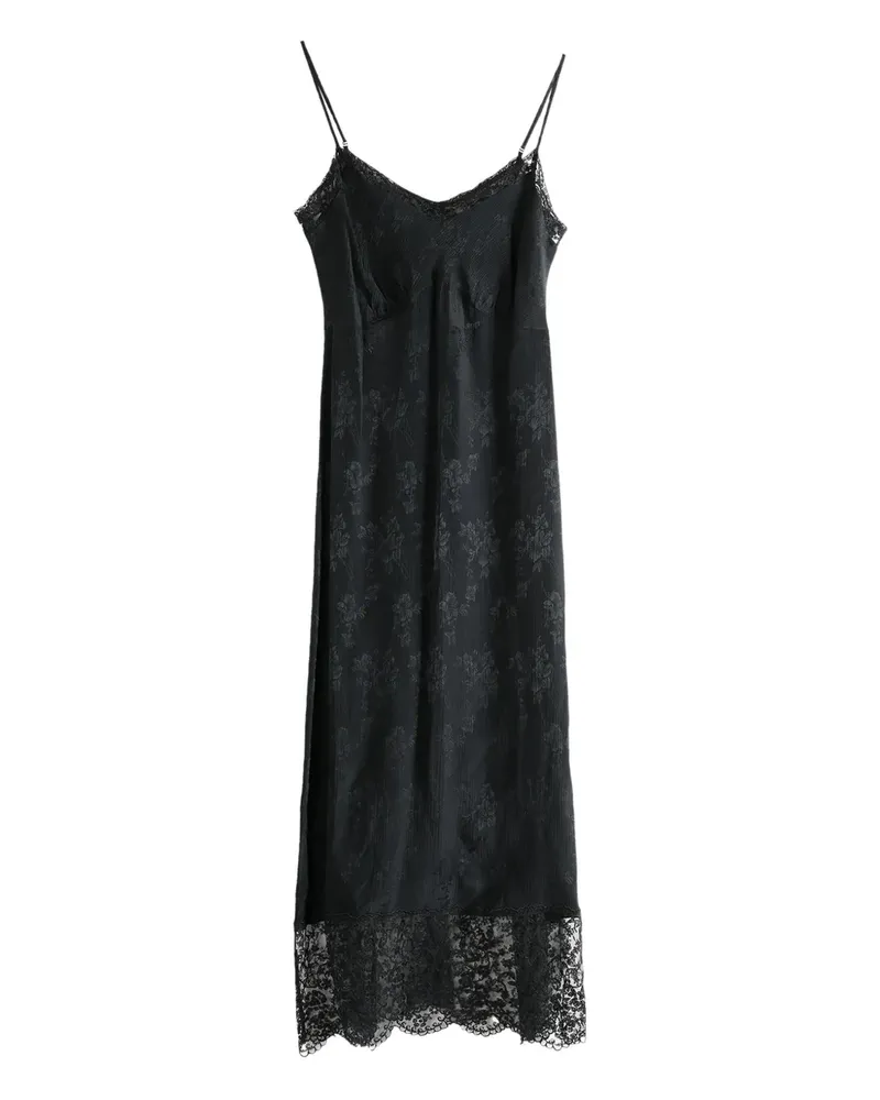 Simone Rocha floral-lace slip midi dress - Schwarz Schwarz