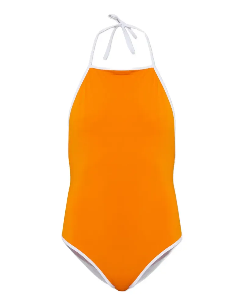 Maison Margiela halterneck contrast-trim swimsuit - Orange Orange