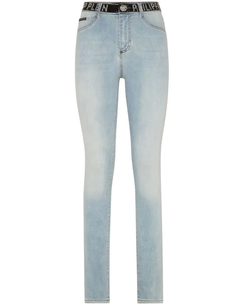 Philipp Plein Jeggings mit hohem Bund - Blau Blau