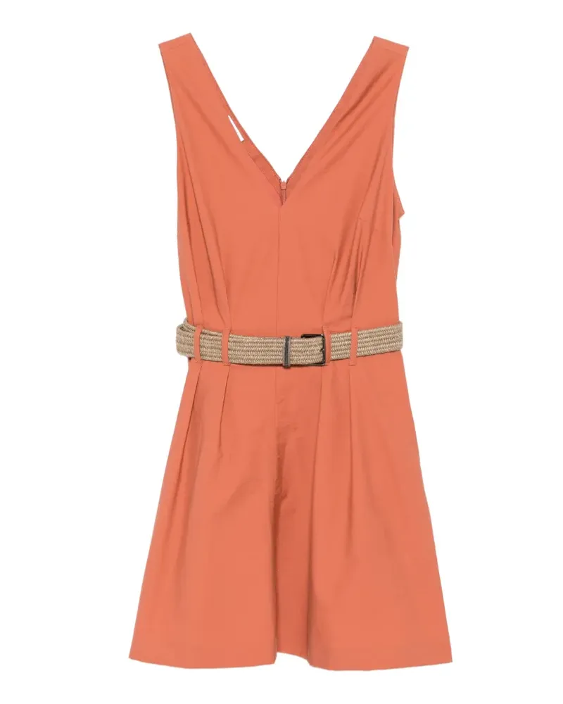 Brunello Cucinelli belted pleated mini dress - Orange Orange