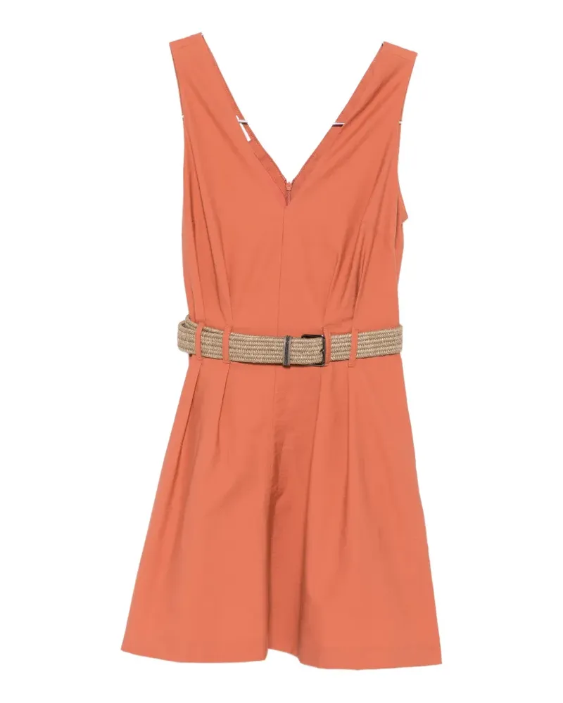 Brunello Cucinelli belted pleated mini dress - Orange Orange