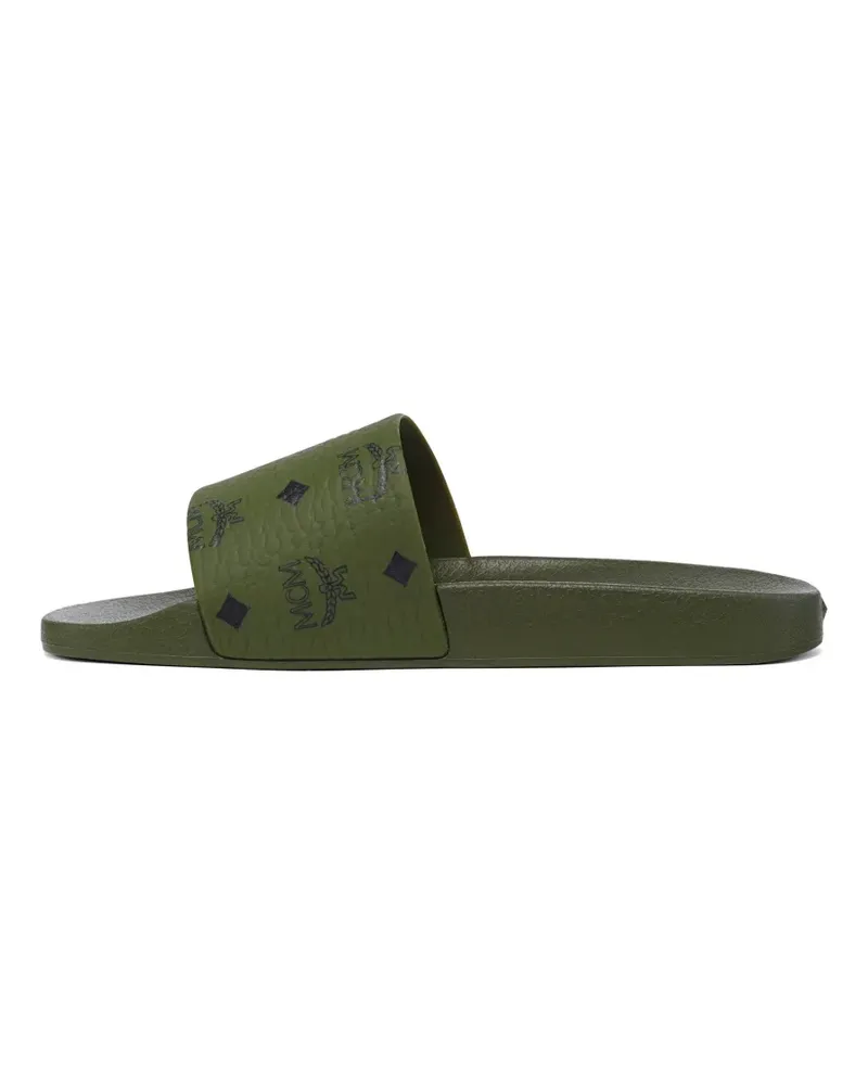 MCM monogram-print slides - Grün Grün