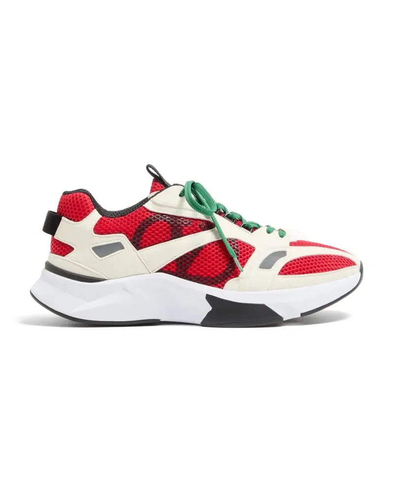 Valentino Garavani Demivee sneakers in mesh fabric with suede inserts - Rot Rot