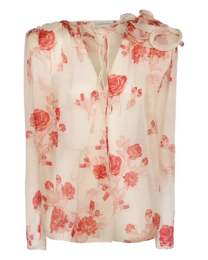 Magda Butrym Bluse mit Rosen-Print - Nude Nude