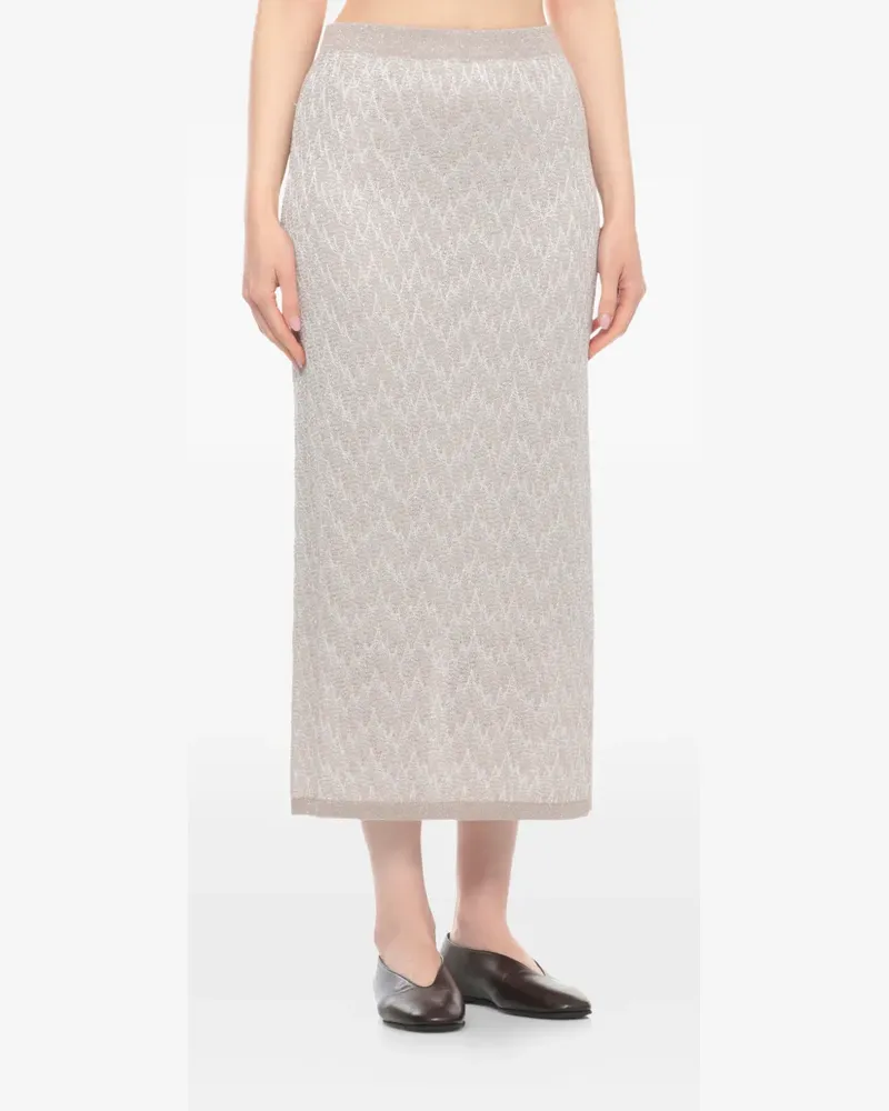 D.EXTERIOR zigzag-knit metallic-thread skirt - Grau Grau