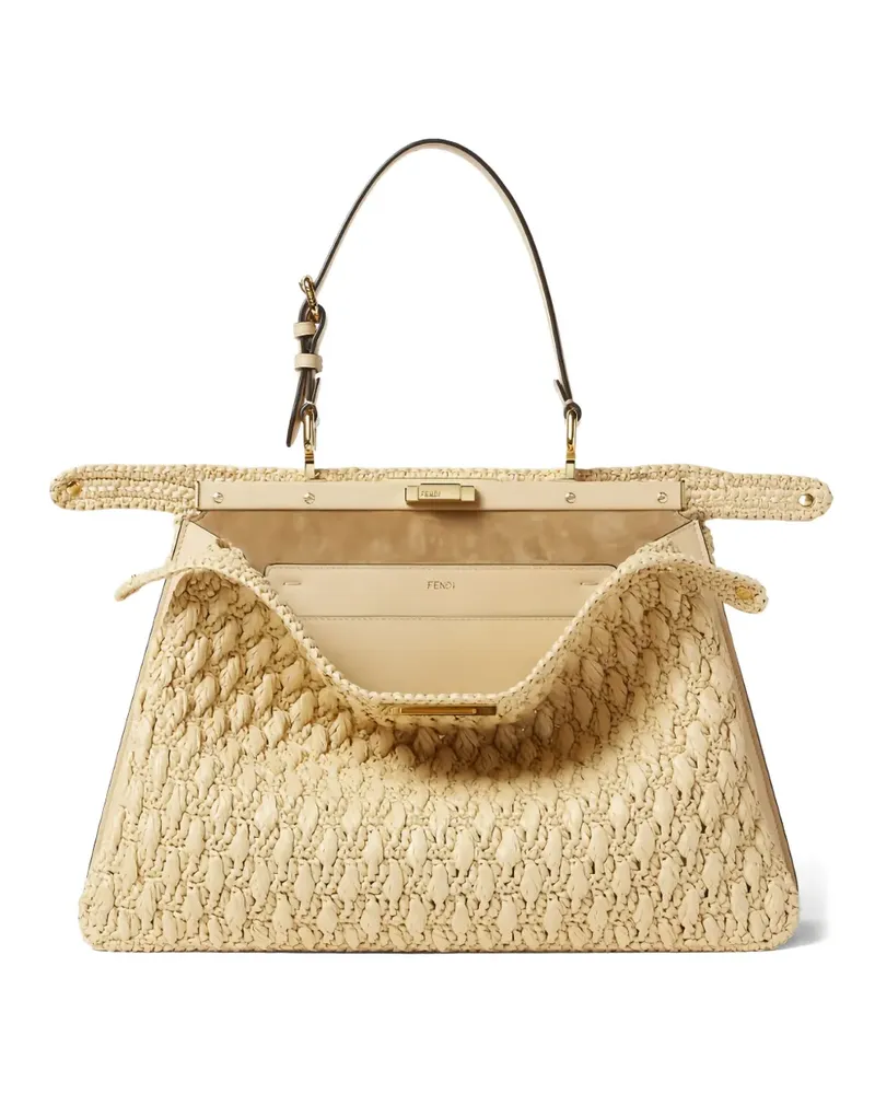 Fendi Peekaboo Tote Bag mit Webmuster - Nude Nude