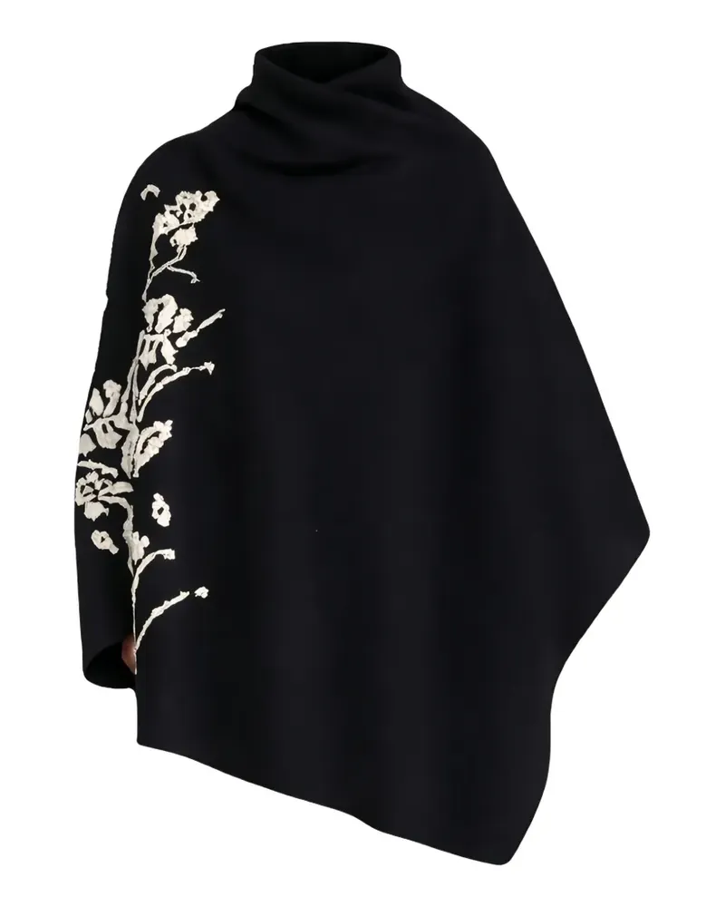 Ermanno Scervino floral-embroidered poncho - Schwarz Schwarz