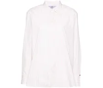 Gestreiftes Hemd aus Popeline - Weiß