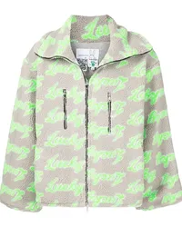 Natasha Zinko Fleecejacke mit Slogan-Print Grau