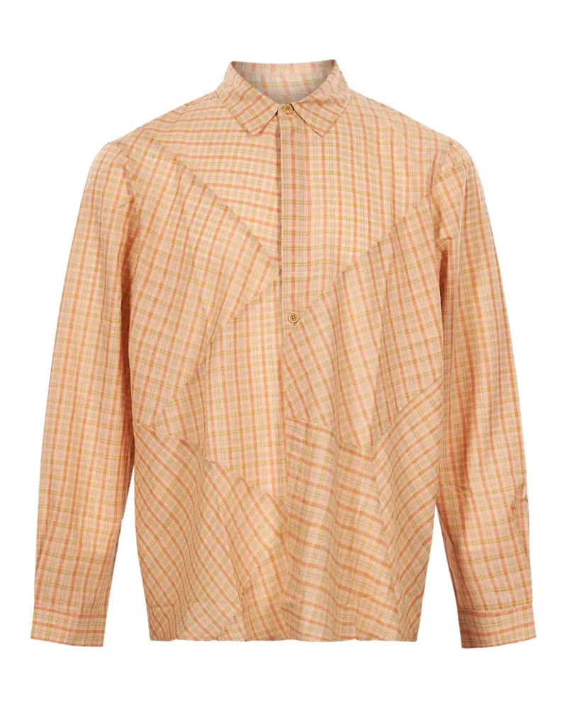 YMC Substance Hemd mit Karo-Print - Orange Orange