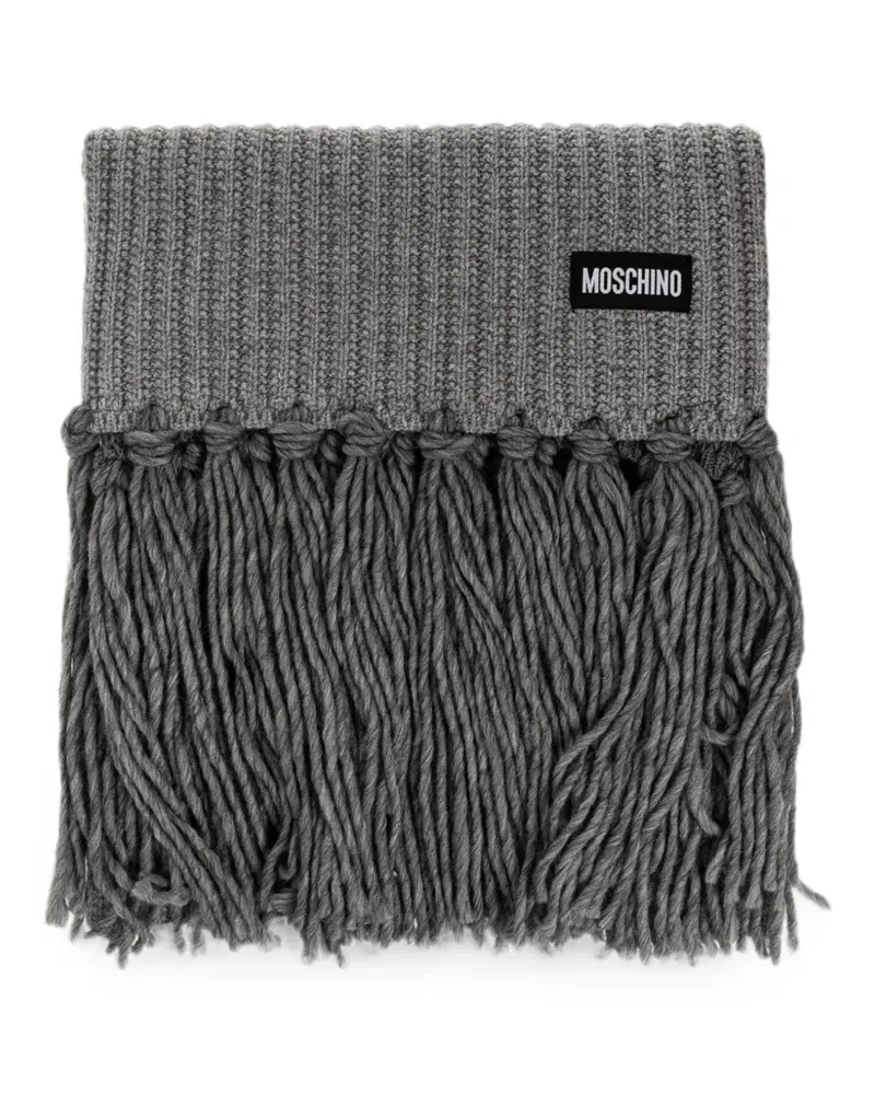Moschino ribbed-knit fringed scarf - Grau Grau