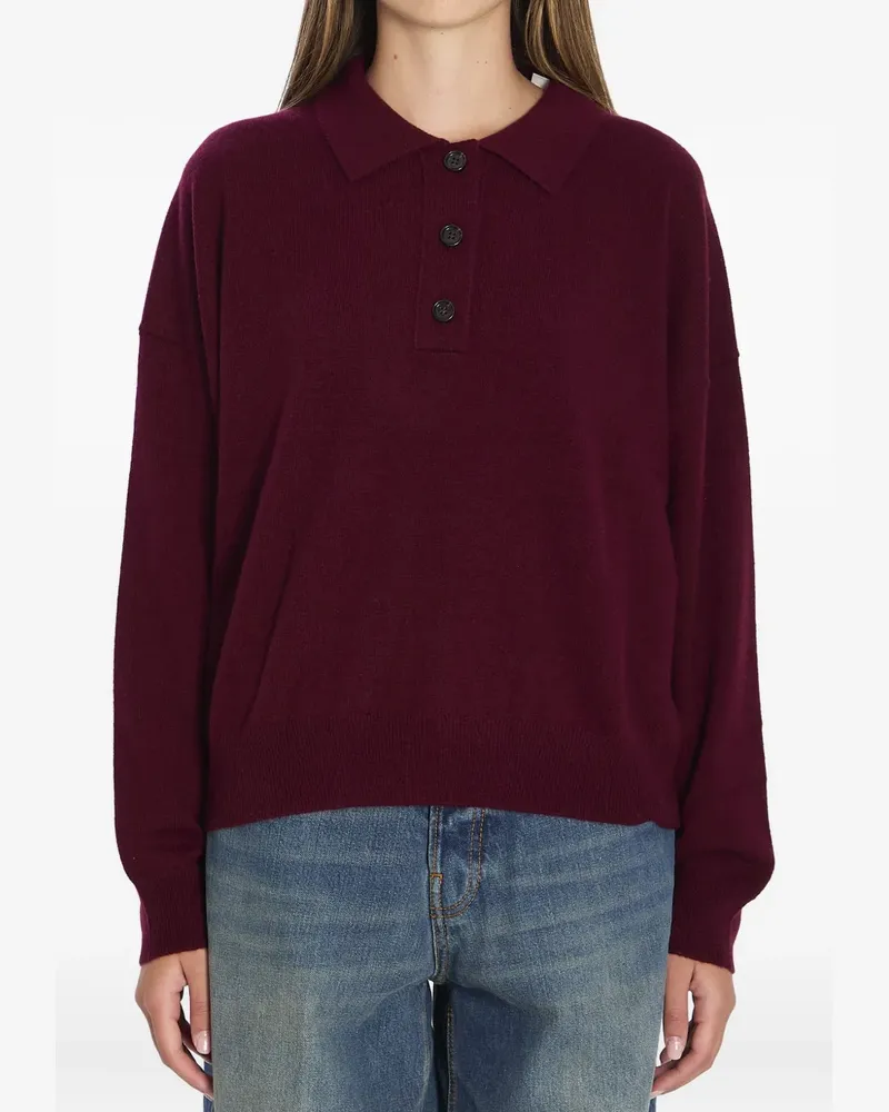 ALLUDE Geripptes Poloshirt mit drei Knöpfen - Rot Rot