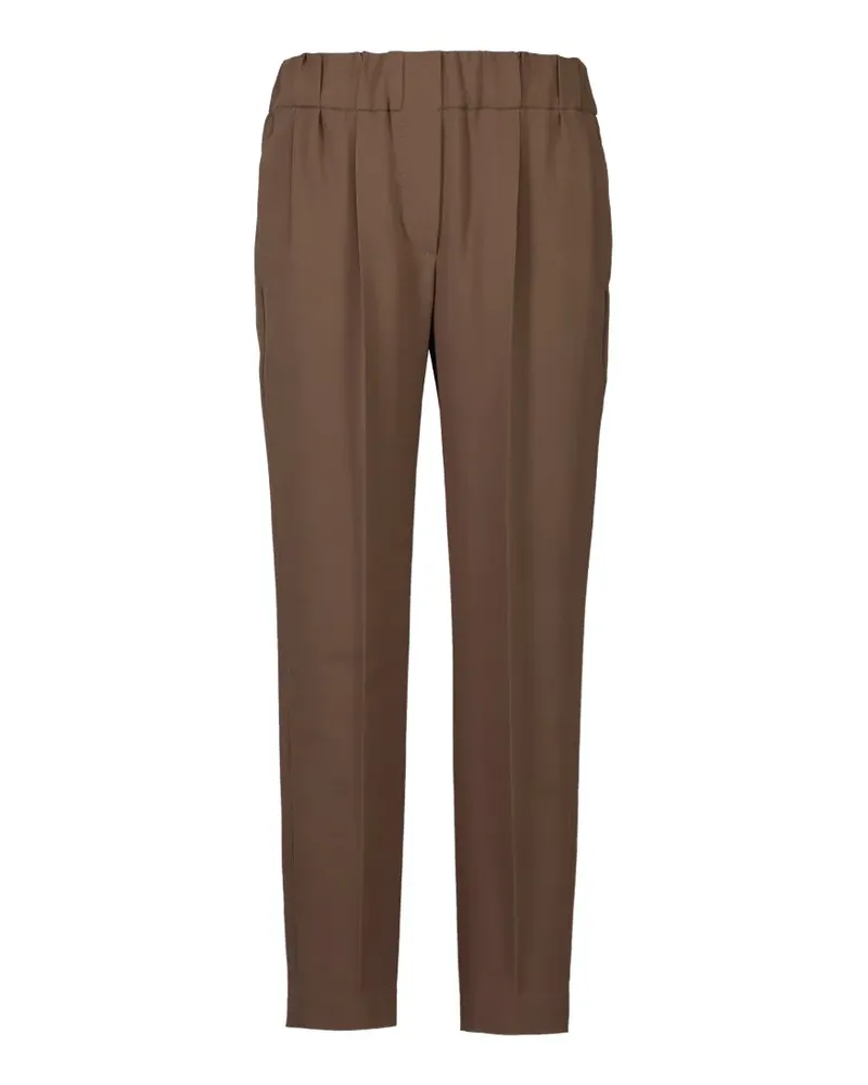 Brunello Cucinelli pleated elasticated-waist trousers - Braun Braun