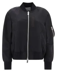 Sacai Bomberjacke mit Baseball-Kragen Schwarz