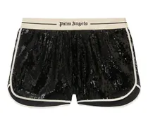 Pailletten-Shorts mit Logo-Bund - Schwarz