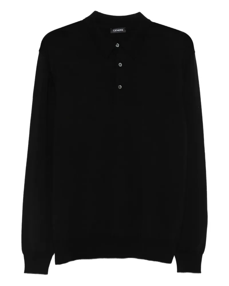 CENERE GB buttoned polo shirt - Schwarz Schwarz