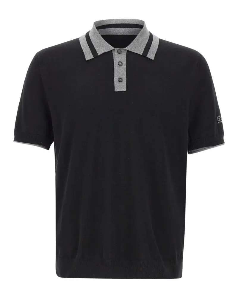 Iceberg contrast trims cotton polo shirt - Schwarz Schwarz