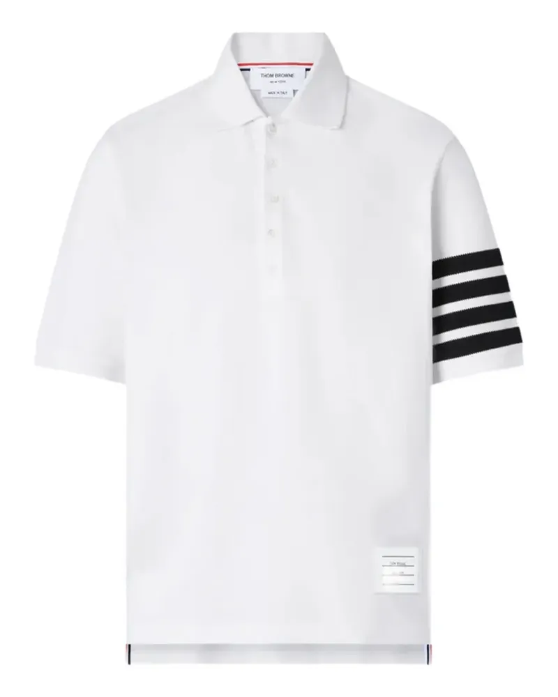 Thom Browne 4-Bar Poloshirt mit gestreiften Ärmeln - Weiß Weiß