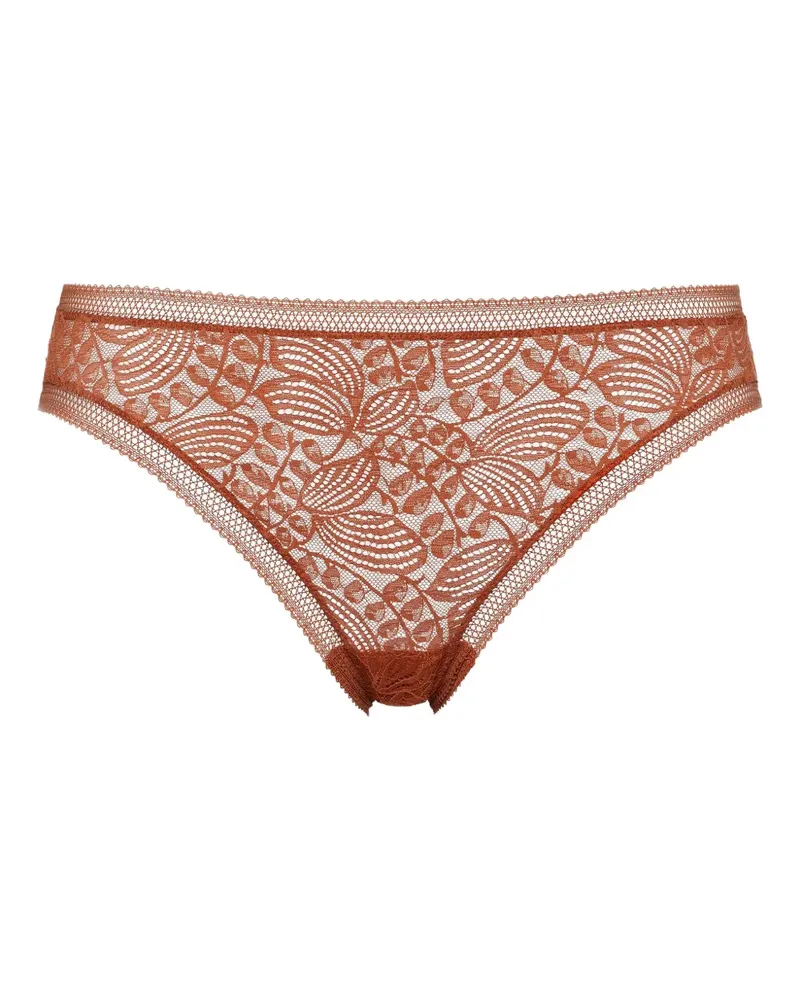 Eres Slip mit Spitzenmuster - Braun Braun