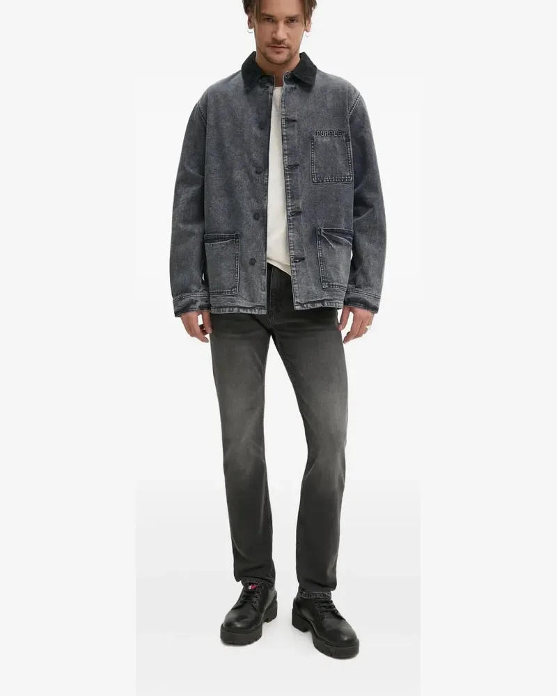 HUGO BOSS Straight-Leg-Jeans mit Logo-Patch - Grau Grau