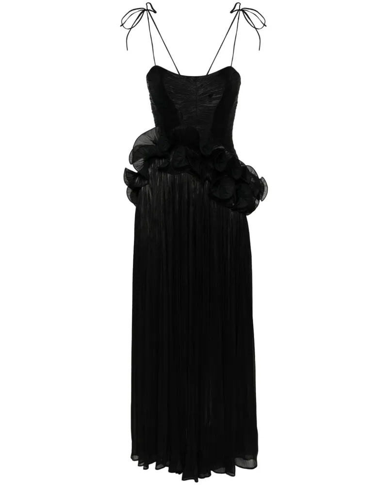 Ana Radu Maxikleid mit Rüschen - Schwarz Schwarz