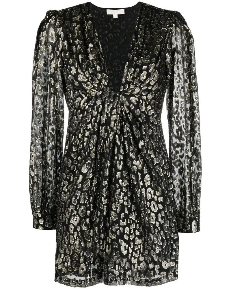 Michael Kors Jacquard-Kleid mit Leopardenmuster - Schwarz Schwarz