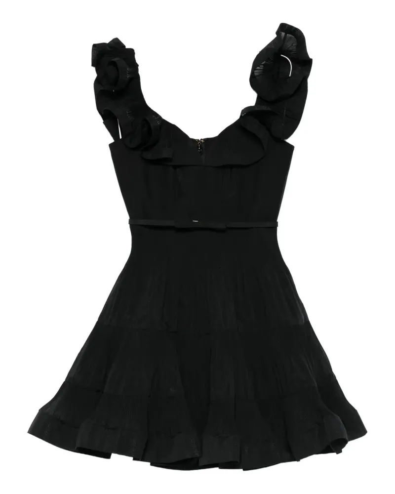 Zimmermann pleated frill mini dress - Schwarz Schwarz