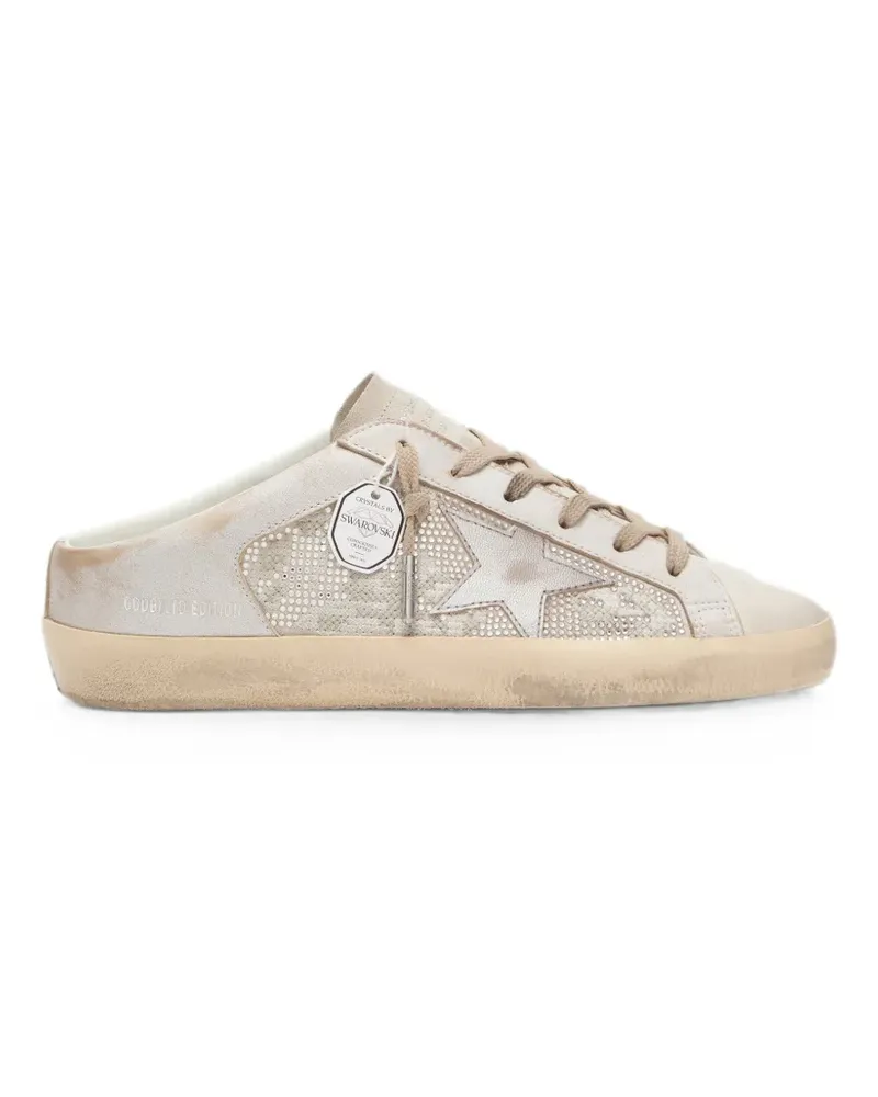 Golden Goose Super-Star Sabots LTD in Swarovski with metallic silver leather star sneakers - Nude Nude