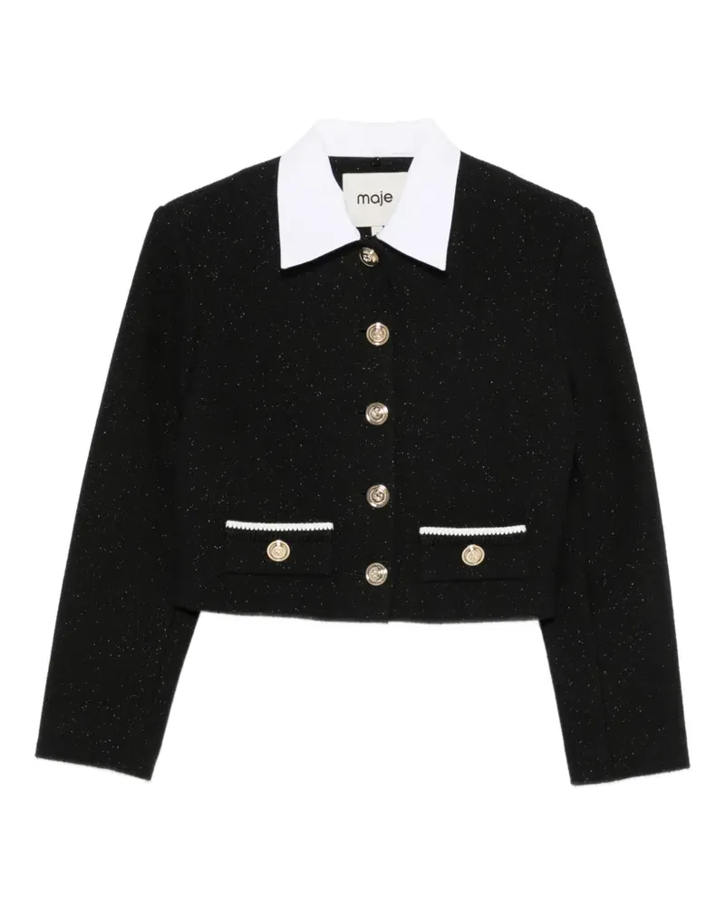 Maje button-up cropped jacket - Schwarz Schwarz
