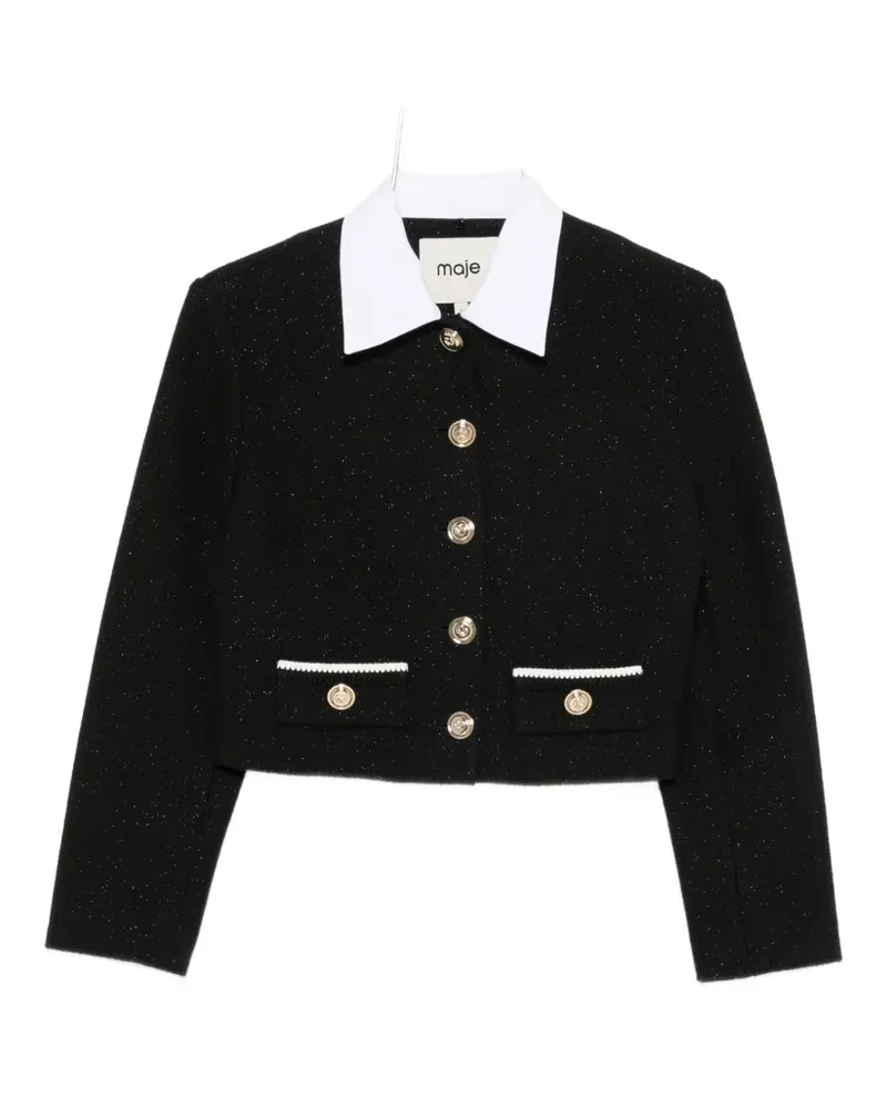 Maje button-up cropped jacket - Schwarz Schwarz