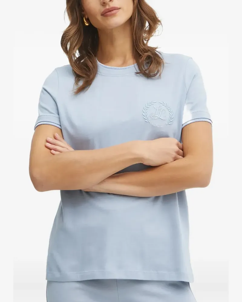 Luisa Spagnoli T-Shirt mit Logo-Stickerei - Blau Blau