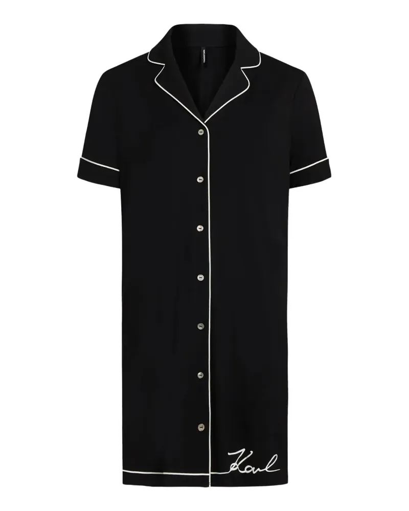 Karl Lagerfeld Signature Pyjama-Hemdkleid - Schwarz Schwarz