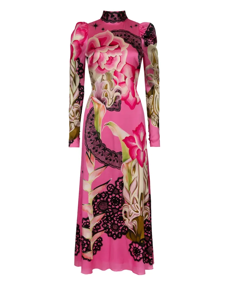 Temperley London Cici Midikleid mit Blumenspitzen-Print - Rosa Rosa