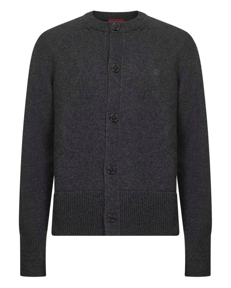 Gucci button interlocking logo embroidery cardigan - Grau Grau