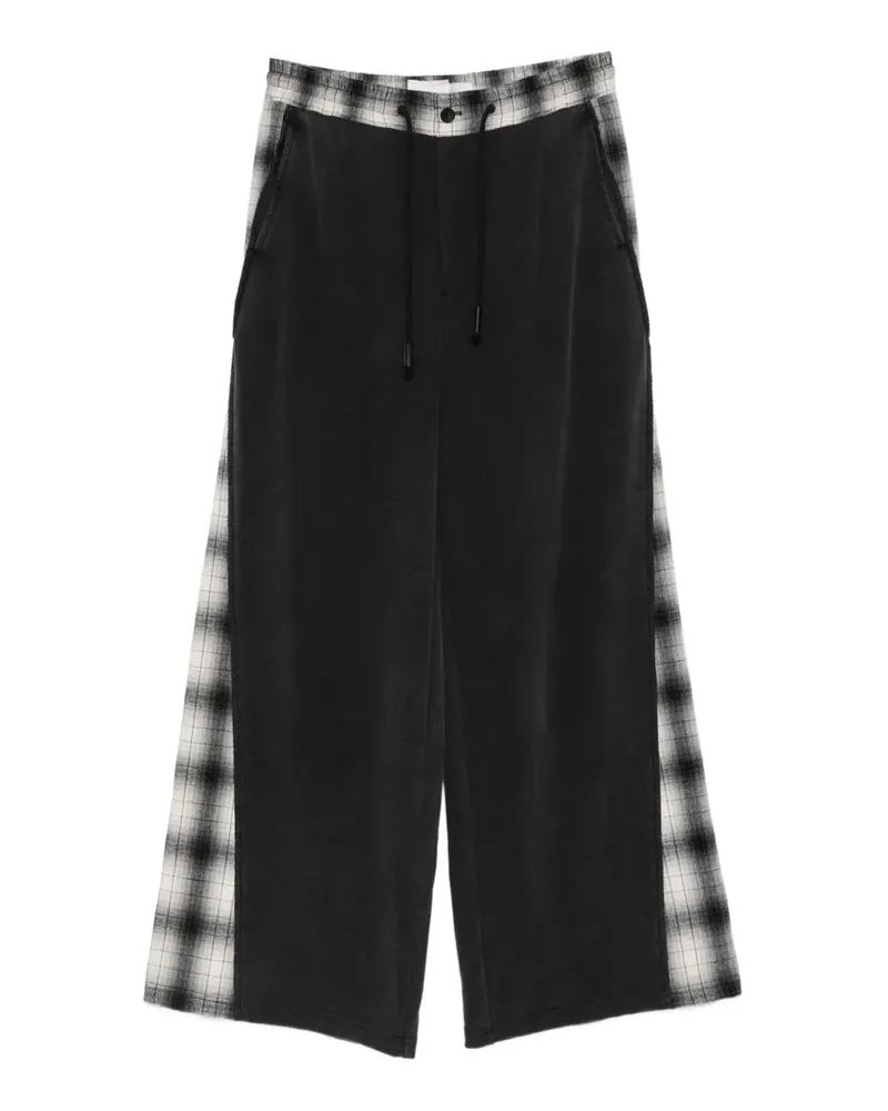 Feng Chen Wang Karierte Hose mit Kordelzug - Schwarz Schwarz