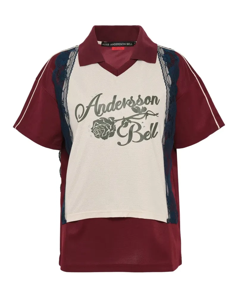 Andersson Bell Poloshirt mit Spitzenbesatz - Rot Rot