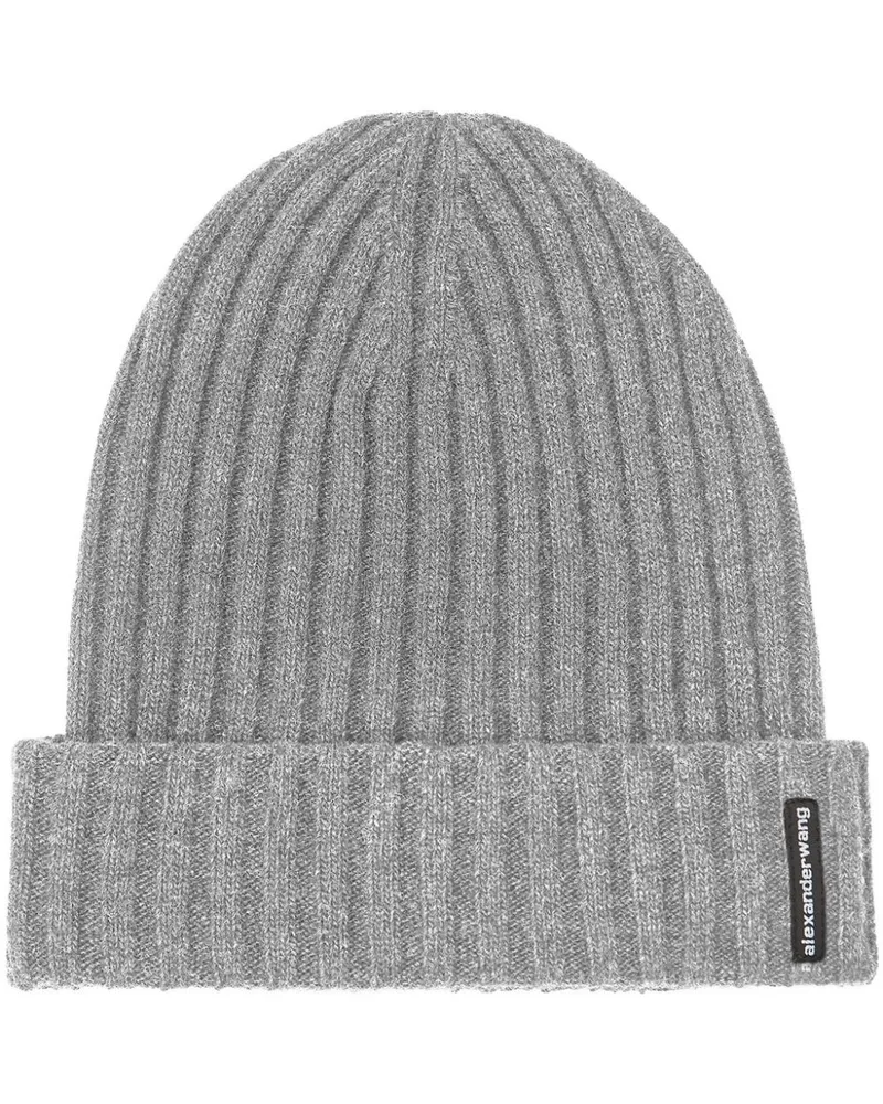 Alexander Wang Gerippte Beanie mit Logo-Patch - Grau Grau