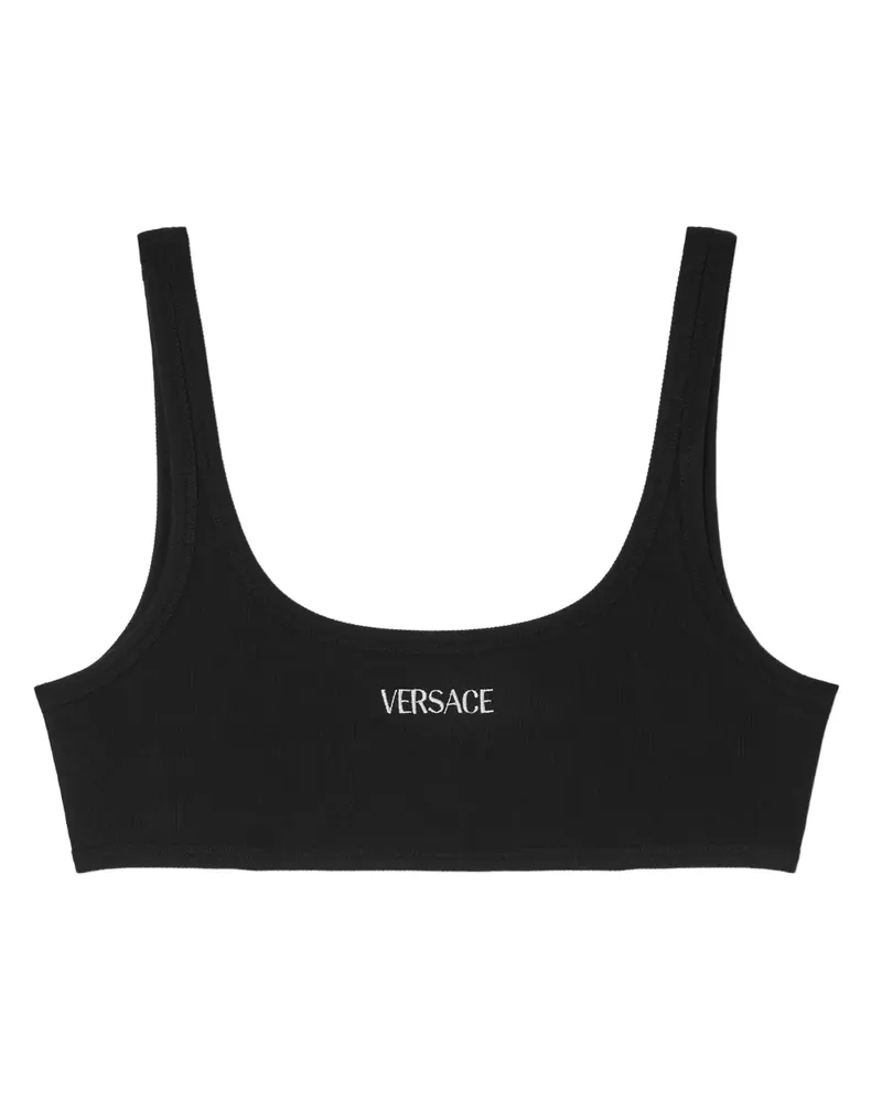 Versace embroidered-logo top - Schwarz Schwarz